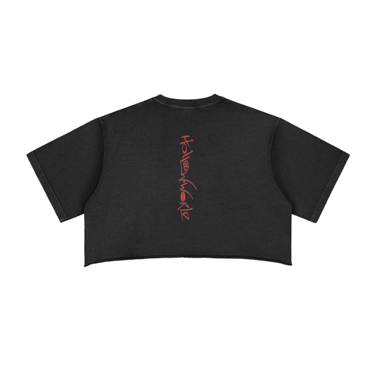 Snow Washed Raw Edge Crop Top