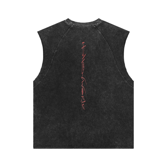 Hollow World Moth Heart Snow Washed Tank Top Men's Fit