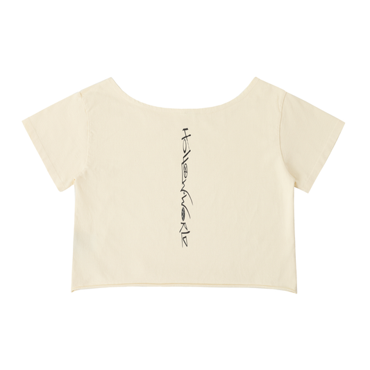 Off-Shoulder Rolled Hem Cotton T-Shirt