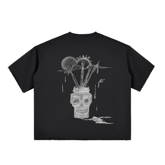 Boxy Half-Sleeve Raw-Edge T-Shirt