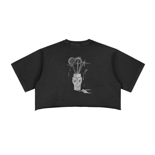 Snow Washed Raw Edge Crop Top