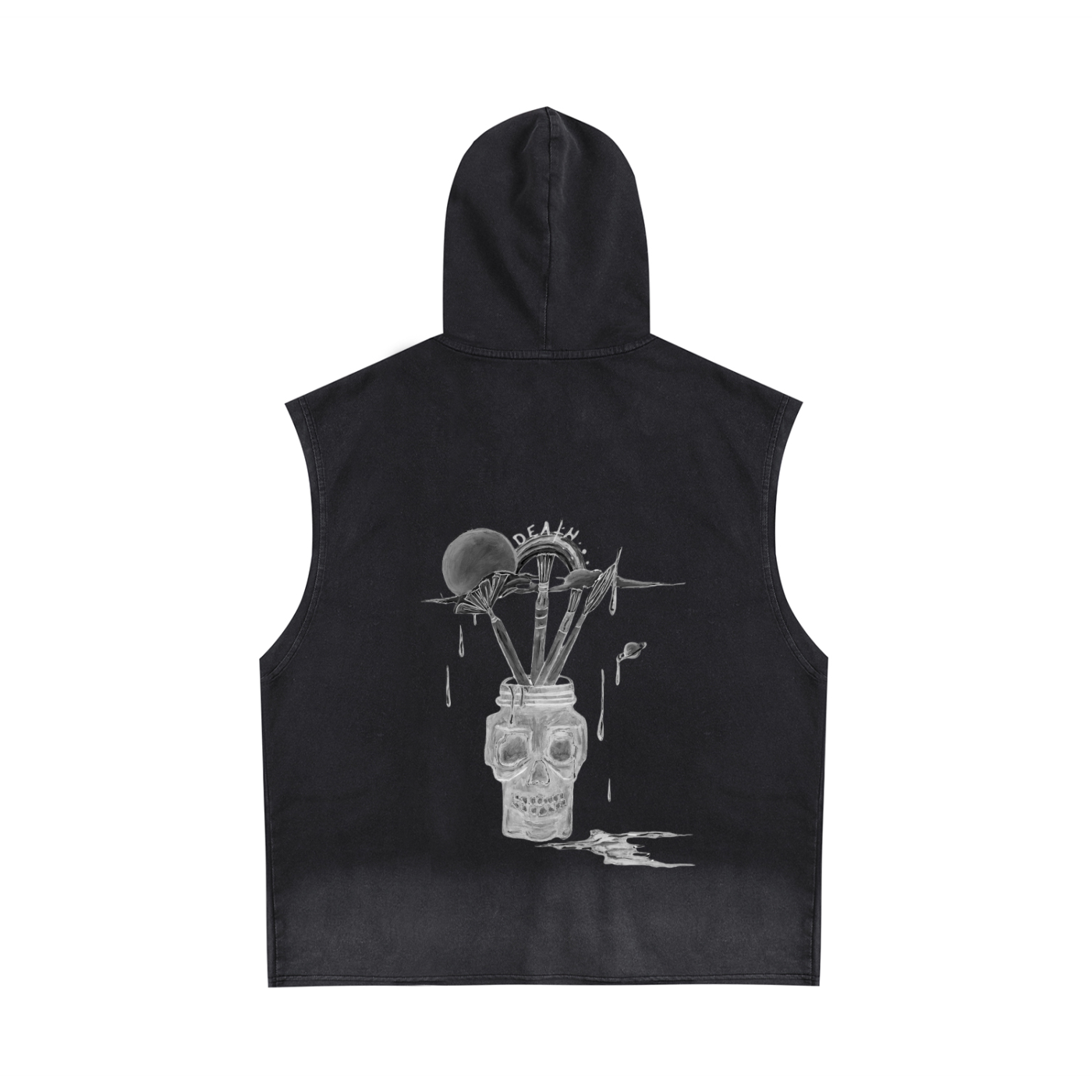Vintage Washed Zip-Up Hooded Tank Top