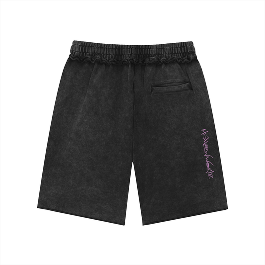 Hollow World Alchemical Cross Unisex Mineral Wash Raw Edge Shorts