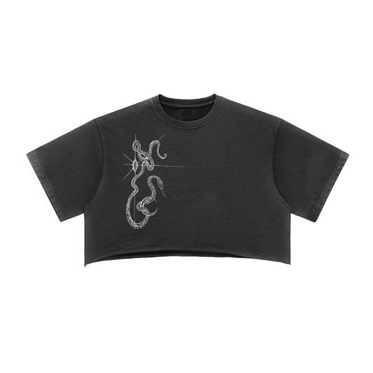 Snow Washed Raw Edge Crop Top