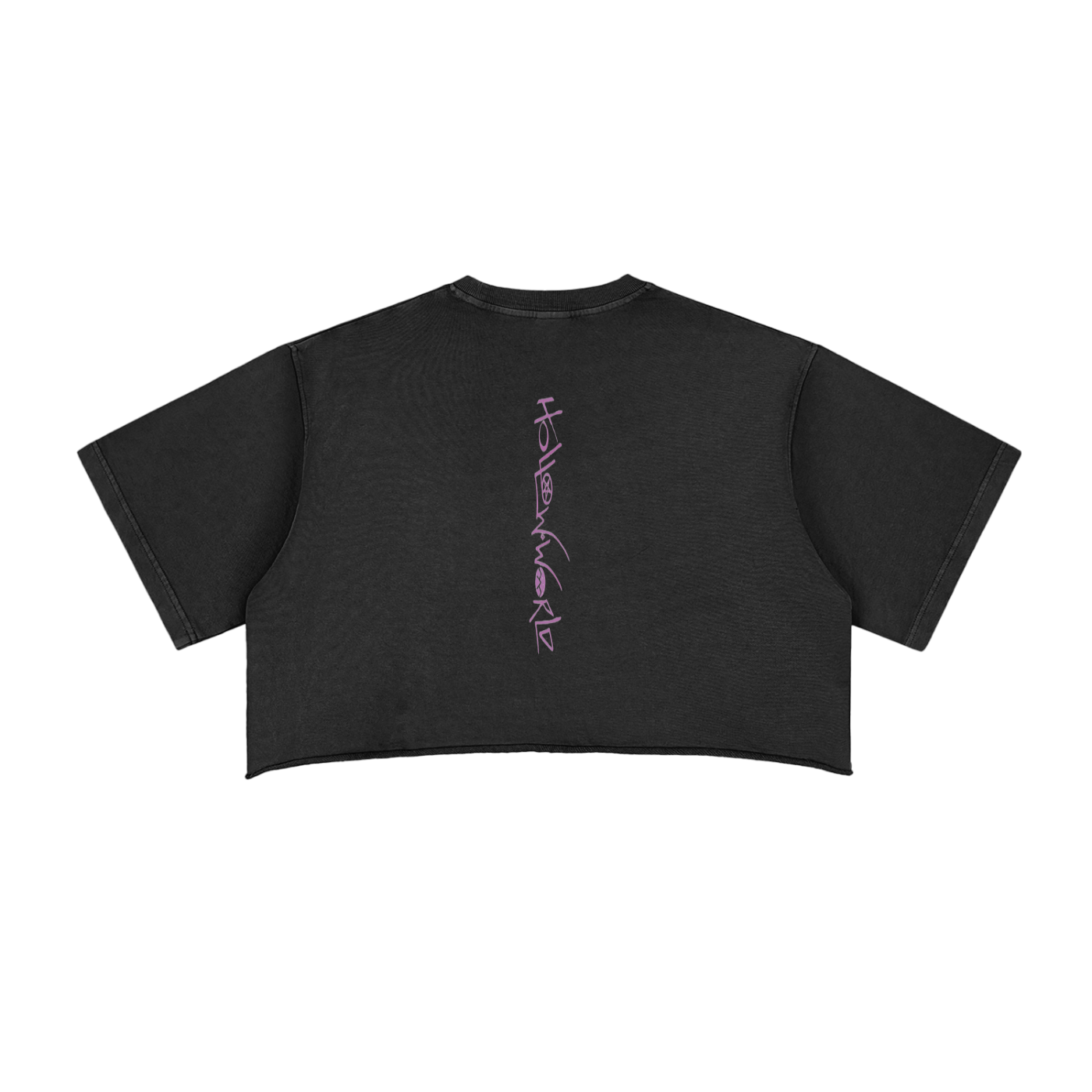 Hollow World Celestial Snake Snow Washed Raw Edge Crop Top Unisex Fit