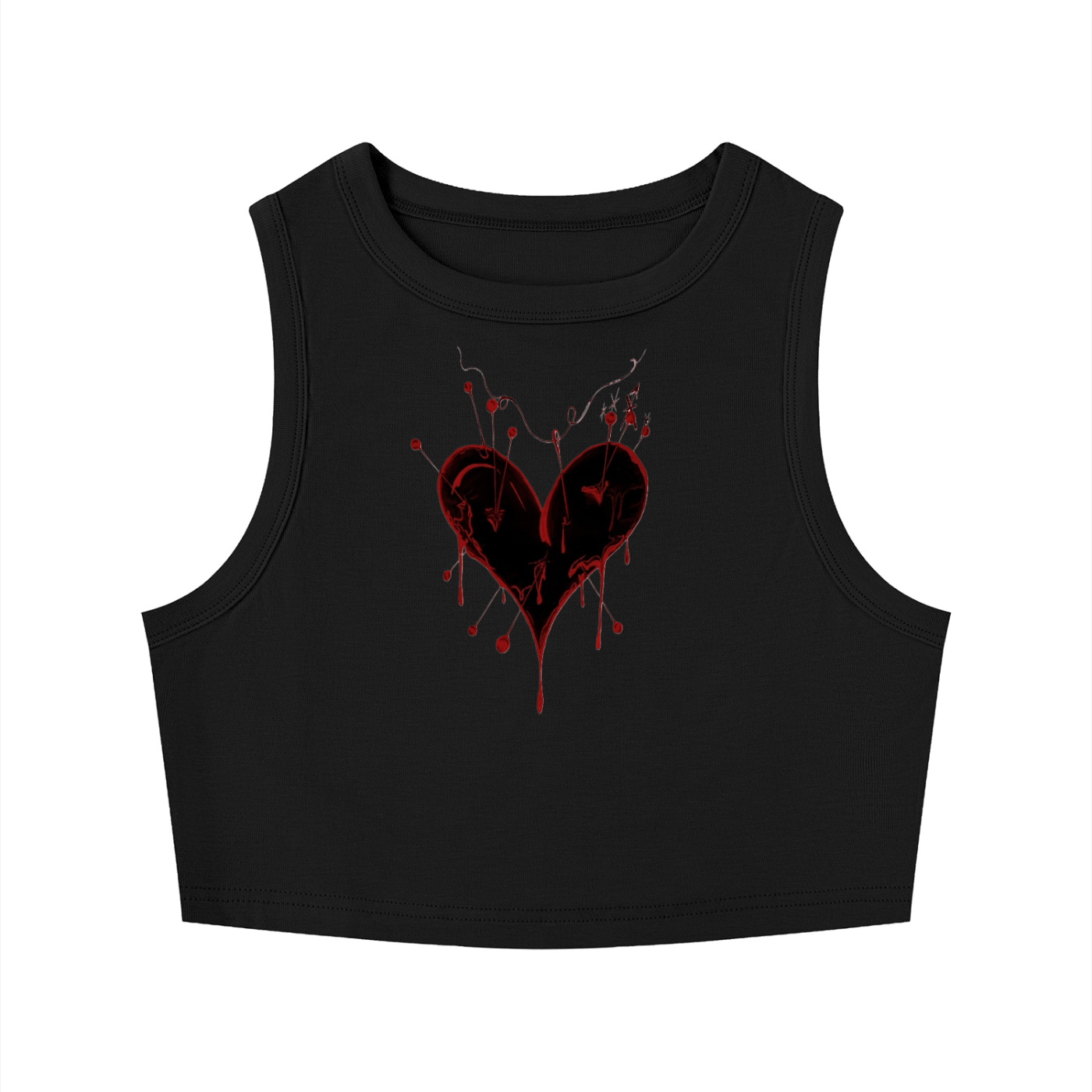 Hollow World Voodoo Heart Women's Tight Crewneck Crop Tank Top