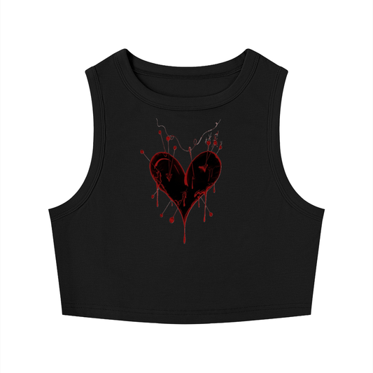 Hollow World Voodoo Heart Women's Tight Crewneck Crop Tank Top