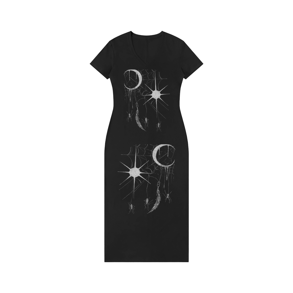 Hollow World Equinox Women's V-Neck Short Sleeve Maxi Dress