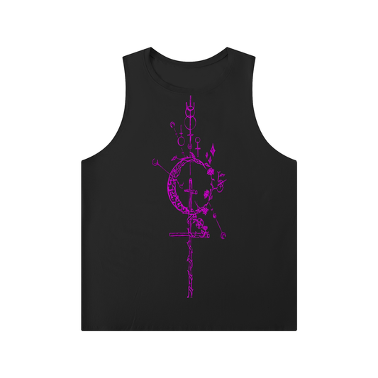 Hollow World Alchemical Cross Men's Solid Color Crewneck Tank Top