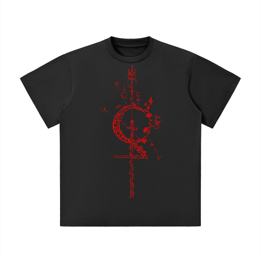 Hollow World Alchemical Cross Unisex Lightweight Oversized T-Shirt