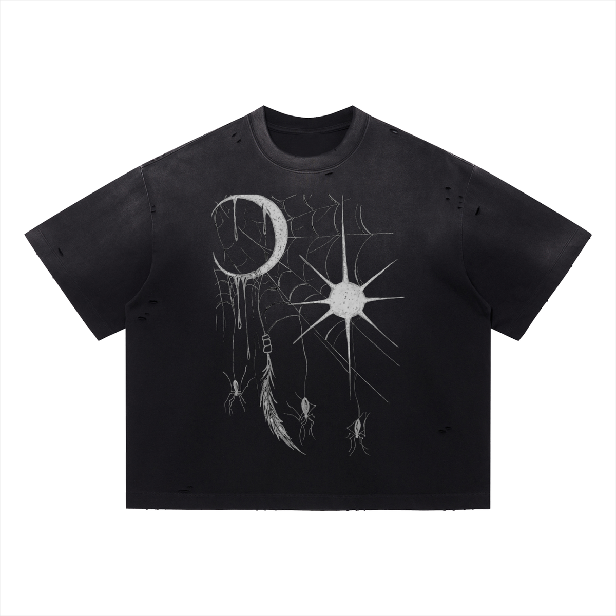 Hollow World Equinox Vintage Washed Distressed Boxy Oversized T-Shirt