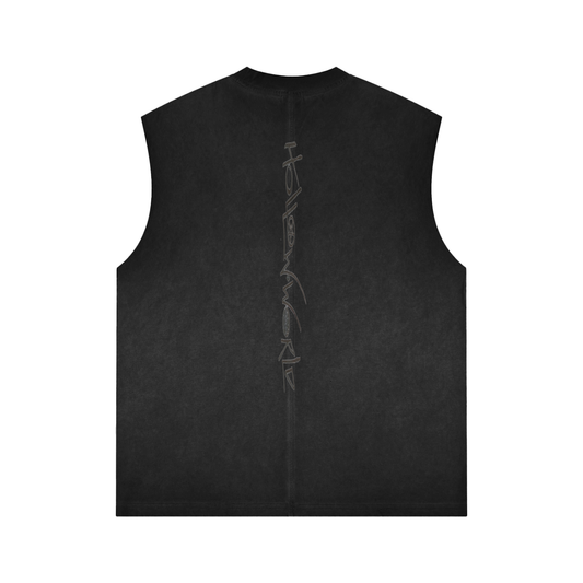 Hollow World Moth Heart Reverse Washed Tank Top Men's Fit