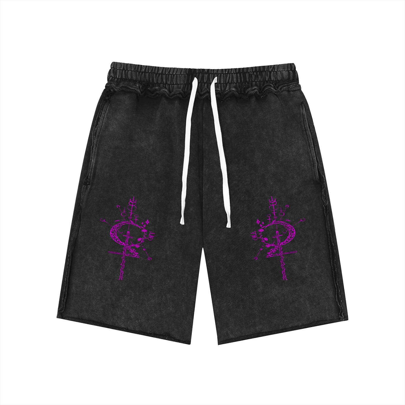 Unisex Mineral Wash Raw Edge Shorts