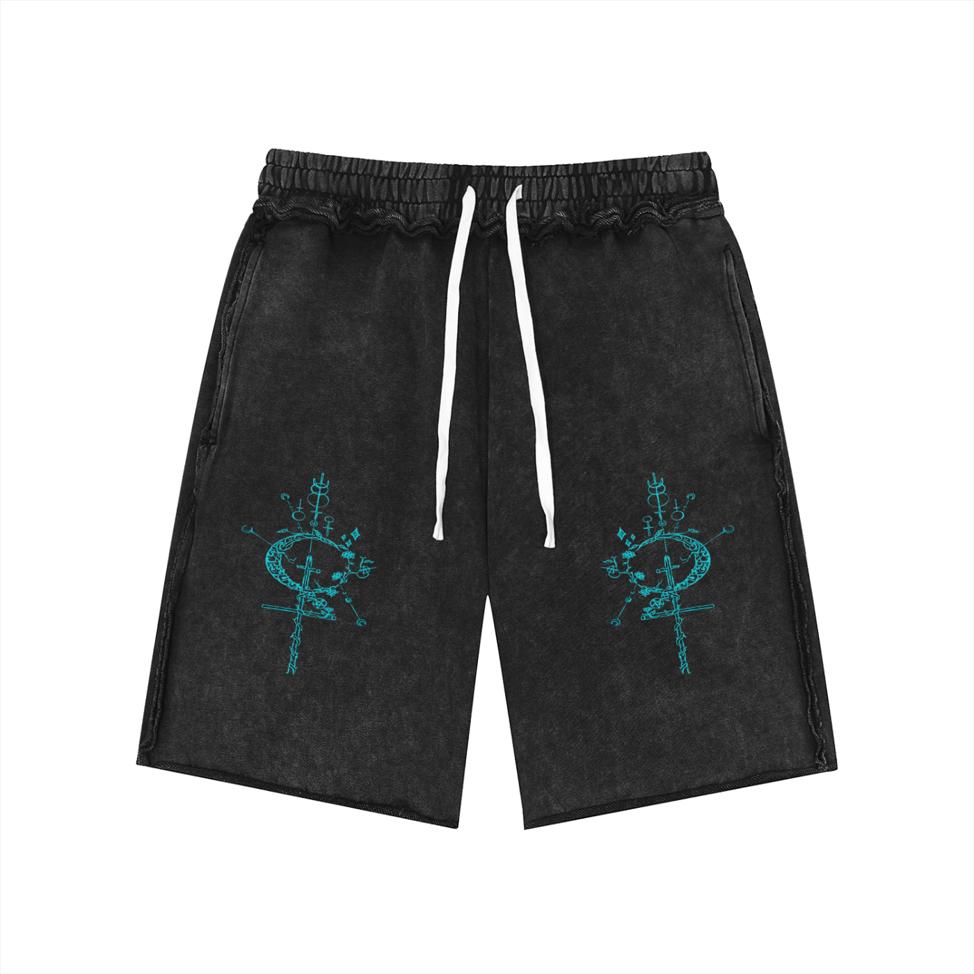 Unisex Mineral Wash Raw Edge Shorts