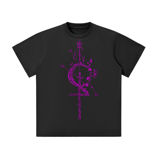 Hollow World Alchemical Cross Unisex Lightweight Oversized T-Shirt