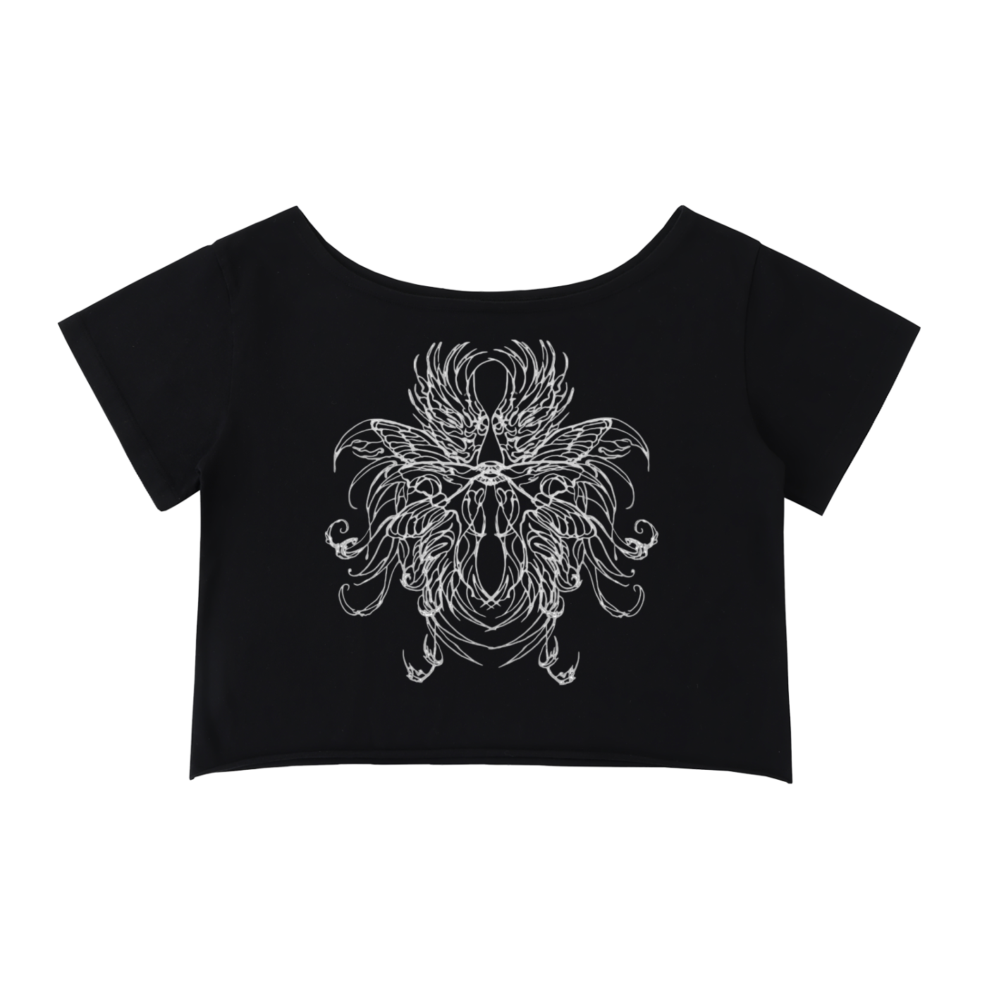Off-Shoulder Rolled Hem Cotton T-Shirt