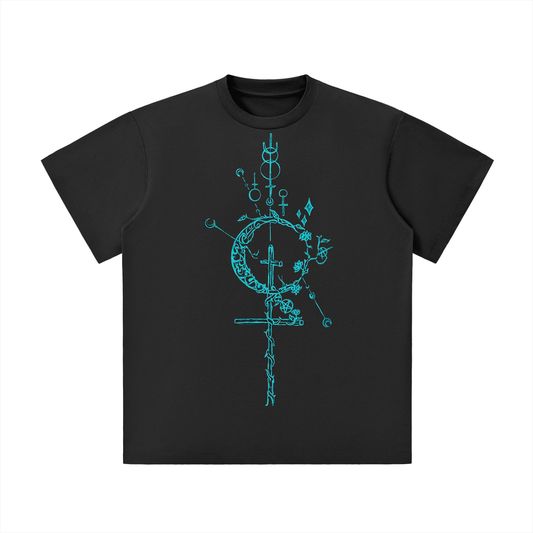 Hollow World Alchemical Cross Unisex Lightweight Oversized T-Shirt