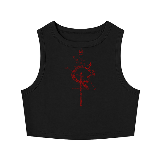 Hollow World Alchemical Cross Women's Tight Crewneck Crop Tank Top