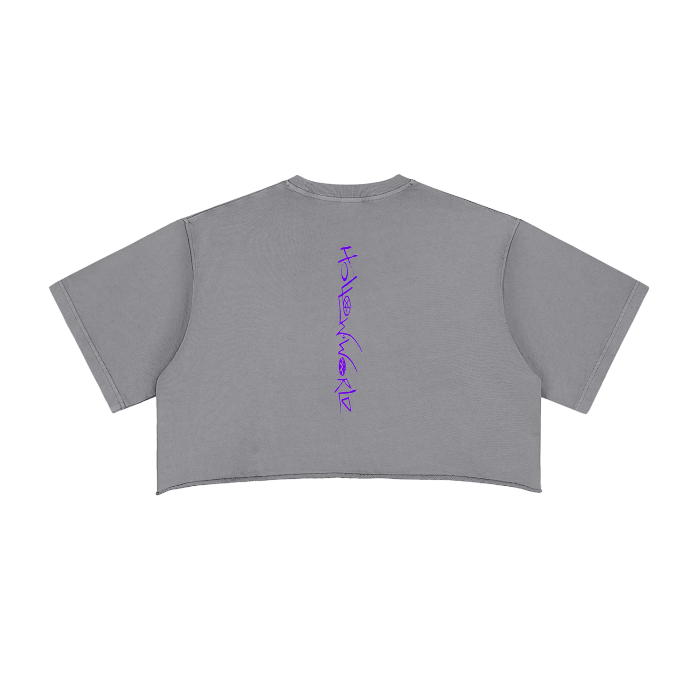 Hollow World Moth Heart Snow Washed Raw Edge Crop Top Unisex Fit