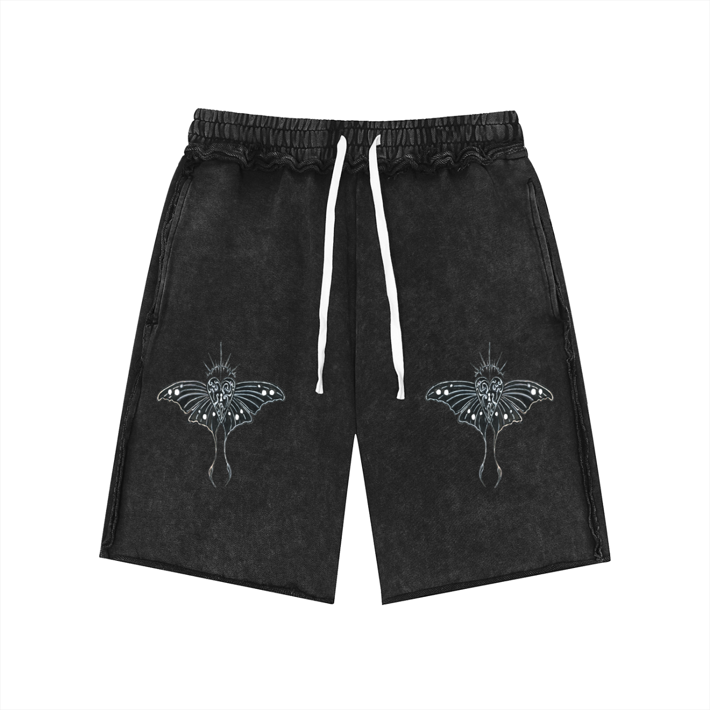 Unisex Mineral Wash Raw Edge Shorts