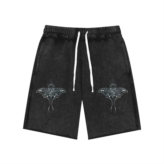 Unisex Mineral Wash Raw Edge Shorts