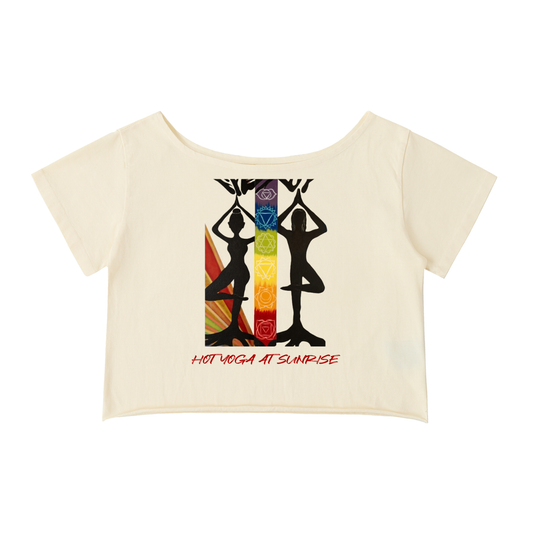 Off-Shoulder Rolled Hem Cotton T-Shirt