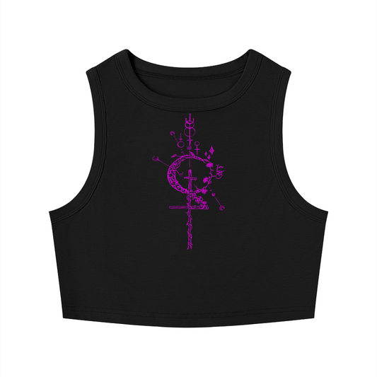 Hollow World Alchemical Cross Women's Tight Crewneck Crop Tank Top