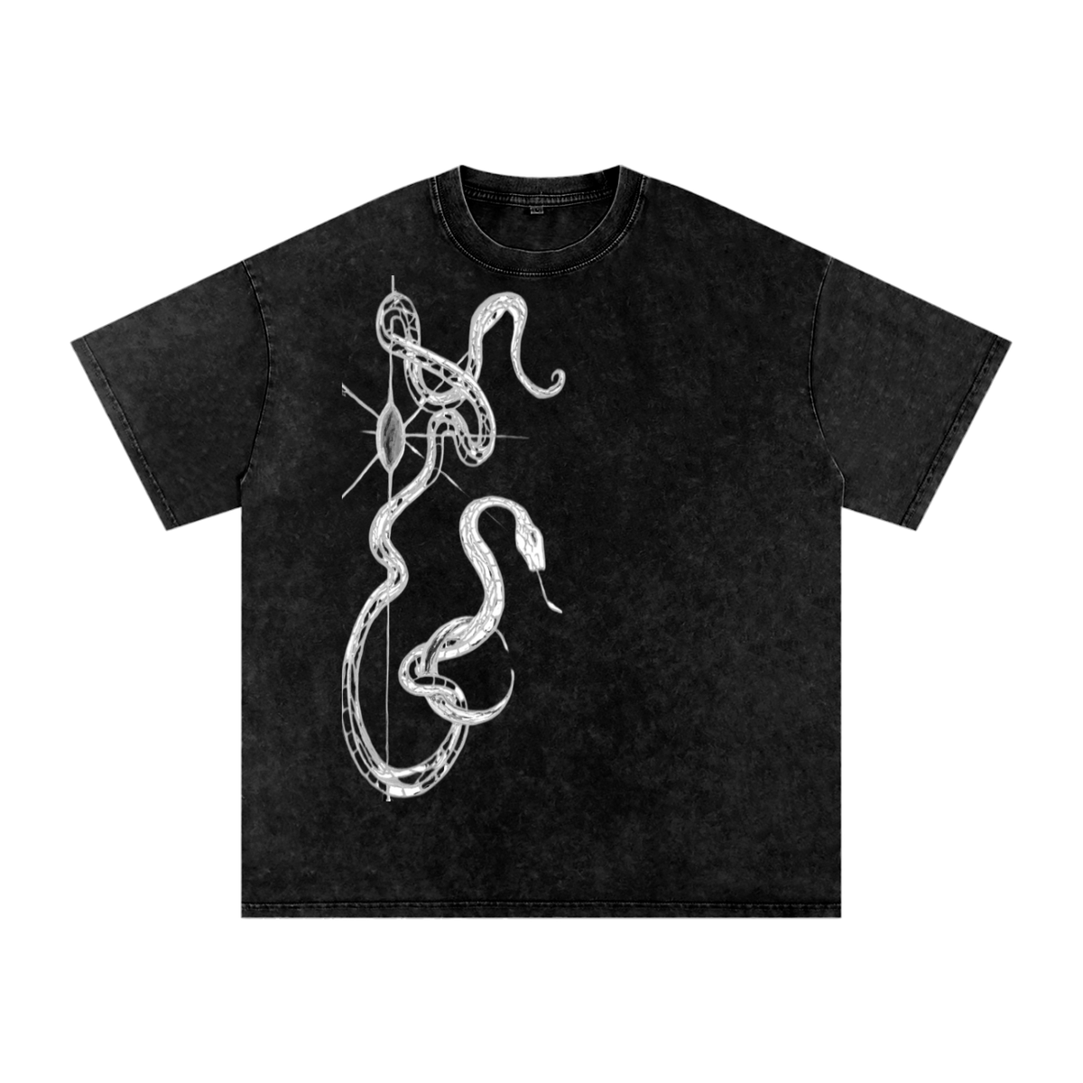 Hollow World Celestial Snake Snow Washed Oversized Cotton T-Shirt