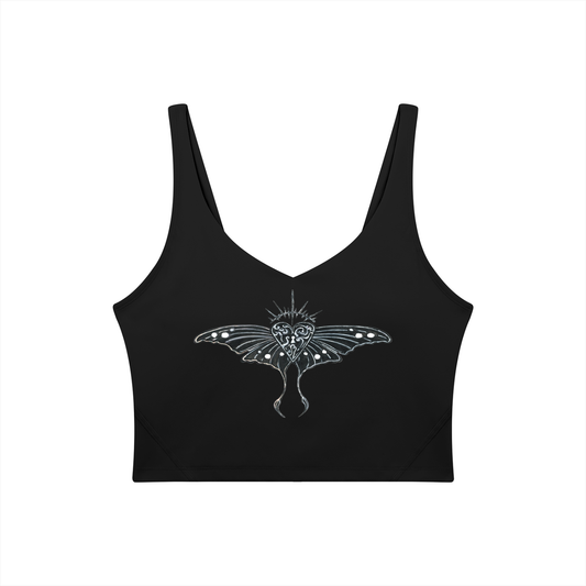 Hollow World Moth Heart Women's V-Neck Yoga Sports Bra