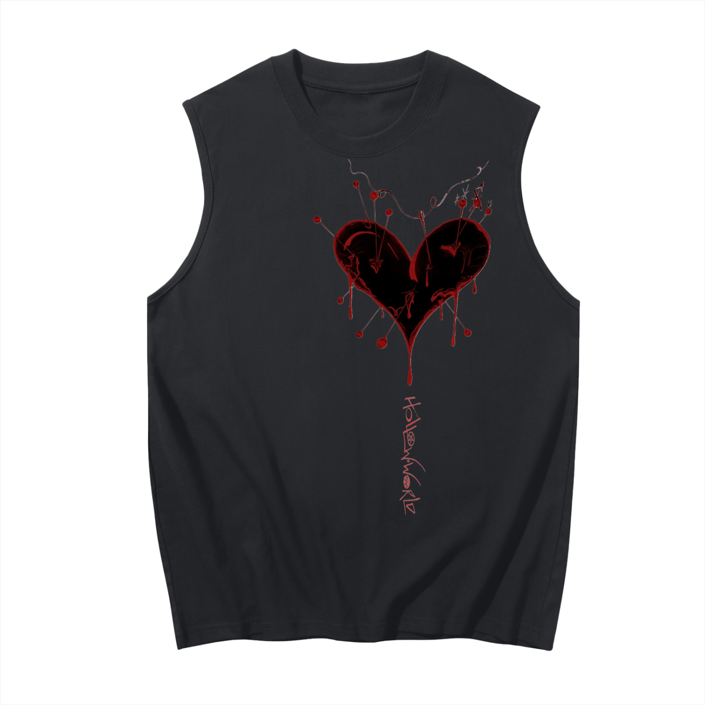 Hollow World Voodoo Heart Men's Sleeveless Cotton Tank Top